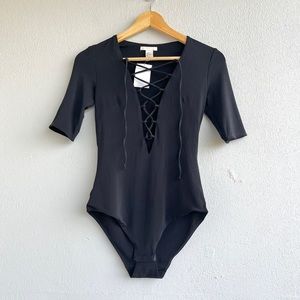H&M | NWT Lace-up Bodysuit